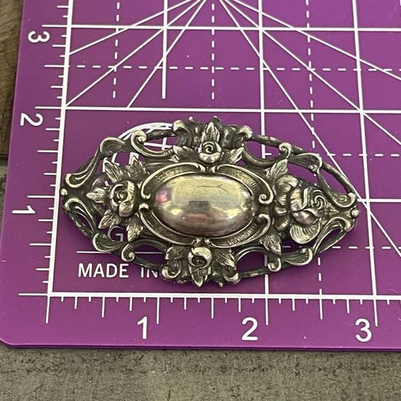 Vintage silver plated art nouveau style brooch pin - Picture 4 of 4